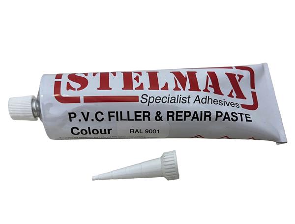 Cream tube of Stelmax with nozzle for pvc repair and fill